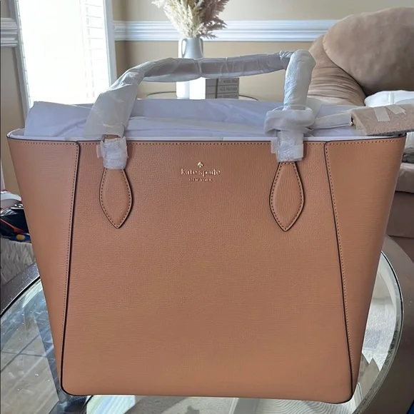 NWT Kate Spade Tan Structured Leather Tote - Picture 1 of 10
